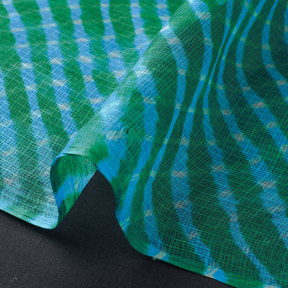Green - Leheriya Tie-Dye Mothra Kota Doria Silk Fabric 15