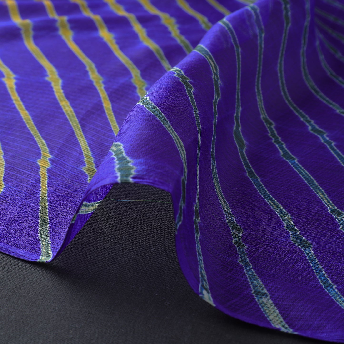 Purple - Leheriya Tie-Dye Kota Doria Silk Fabric 16