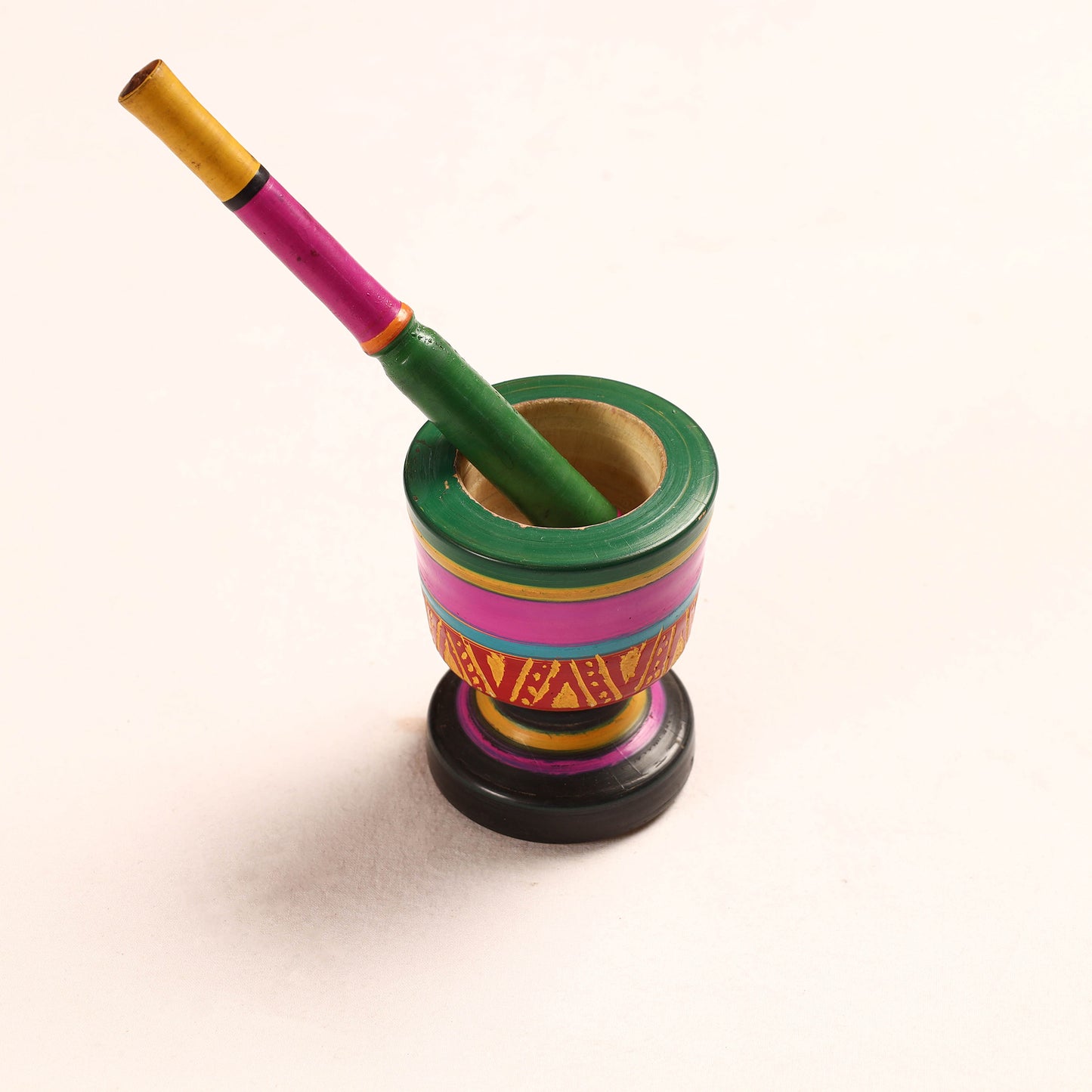 Handmade Lacquered Wooden Mortar & Pestle Set - Big