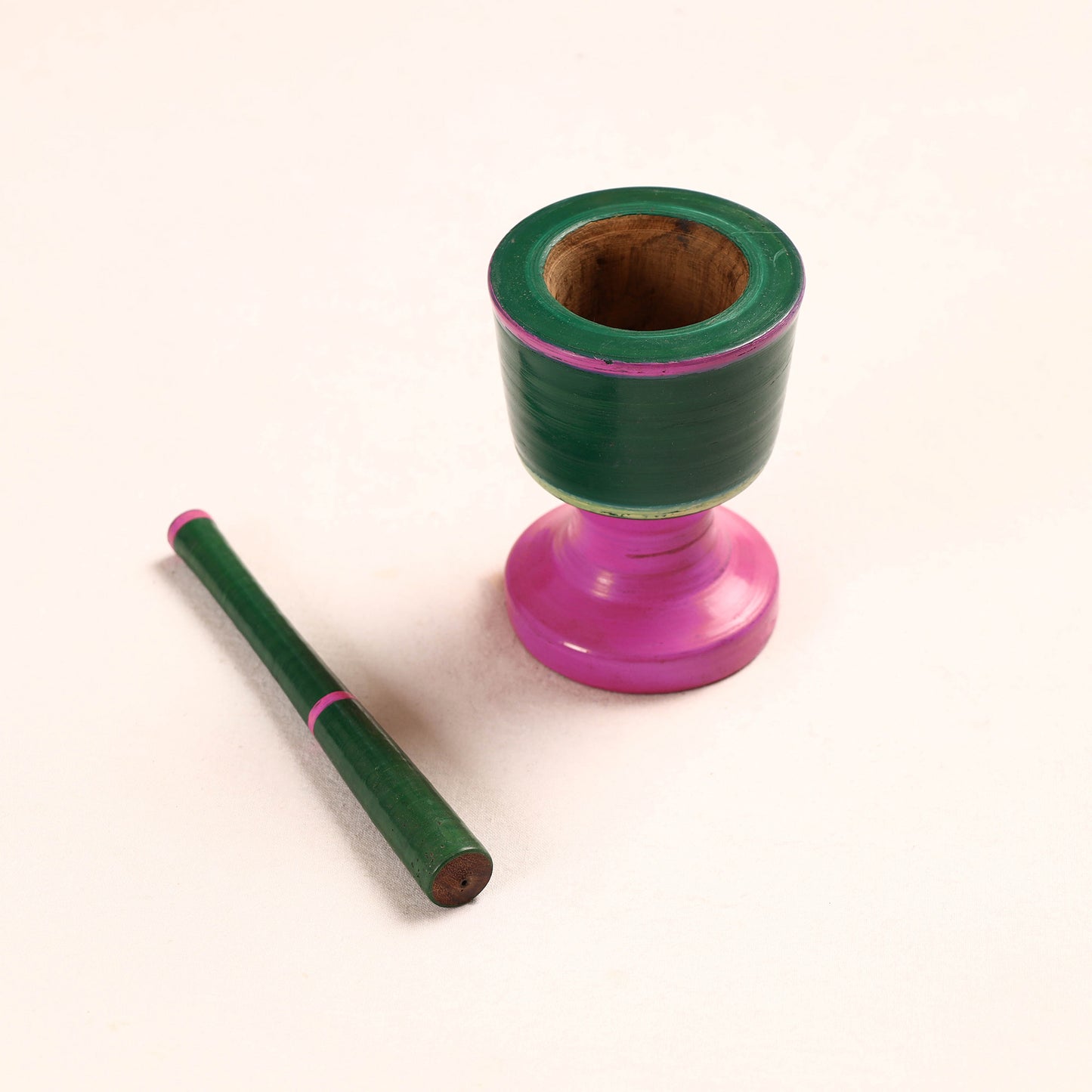 Handmade Lacquered Wooden Mortar & Pestle Set - Big