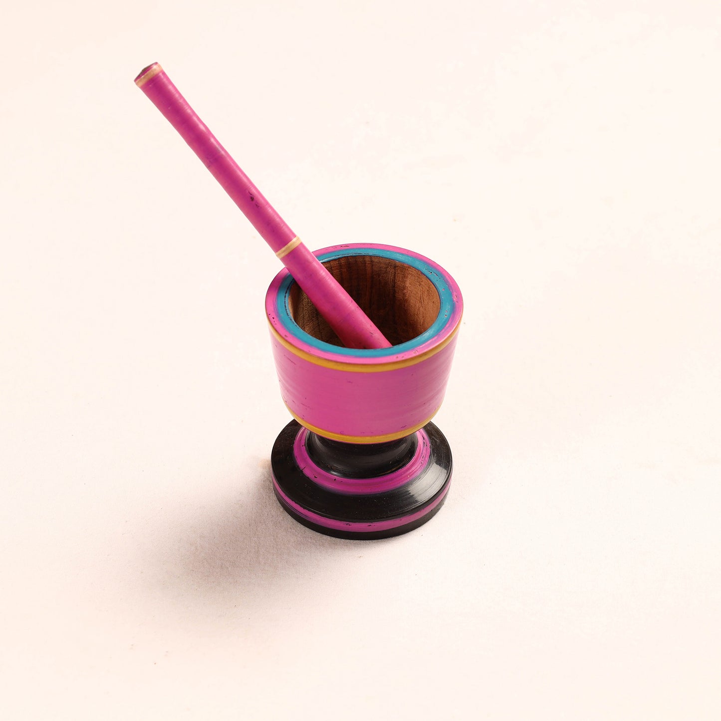 Handmade Lacquered Wooden Mortar & Pestle Set - Big