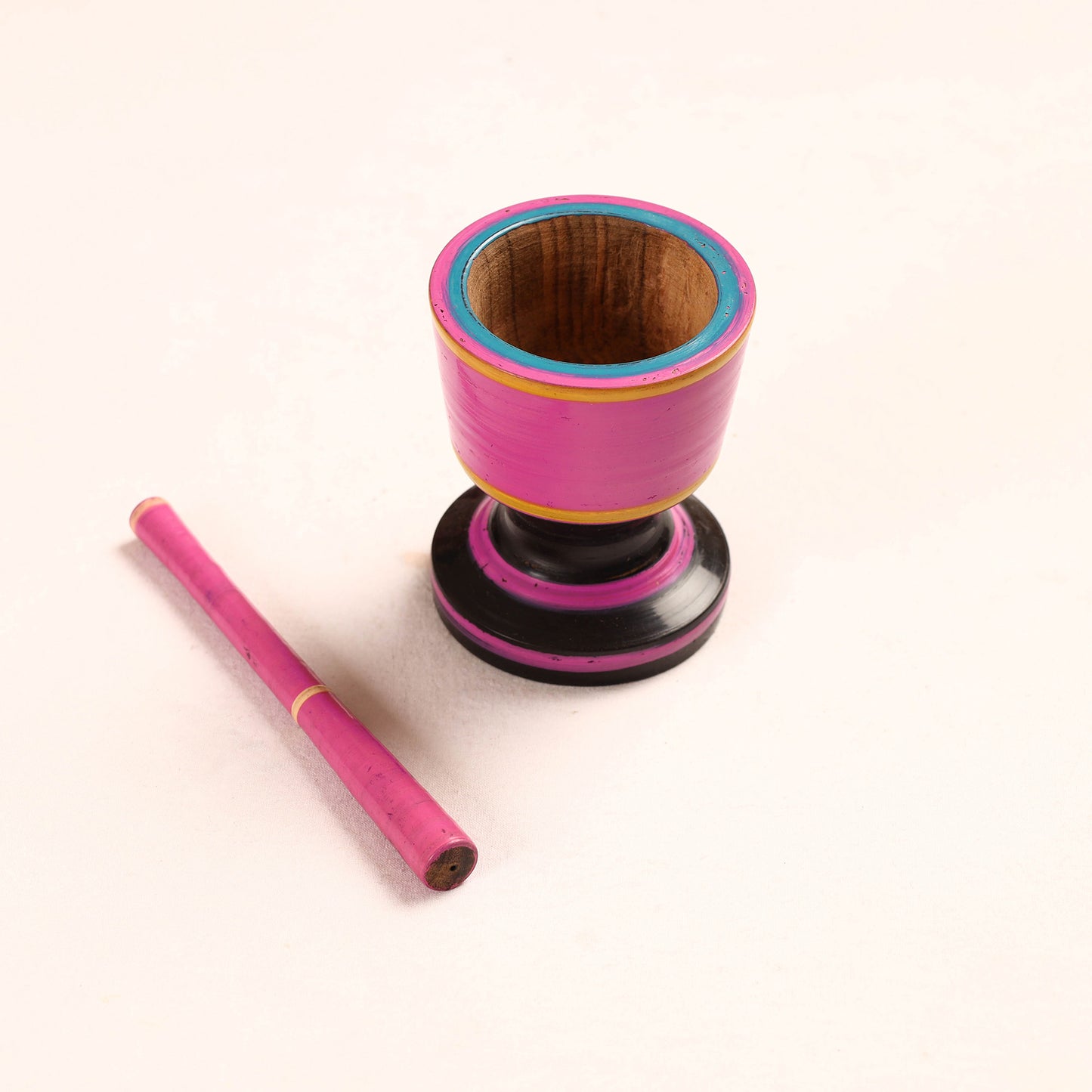 Handmade Lacquered Wooden Mortar & Pestle Set - Big