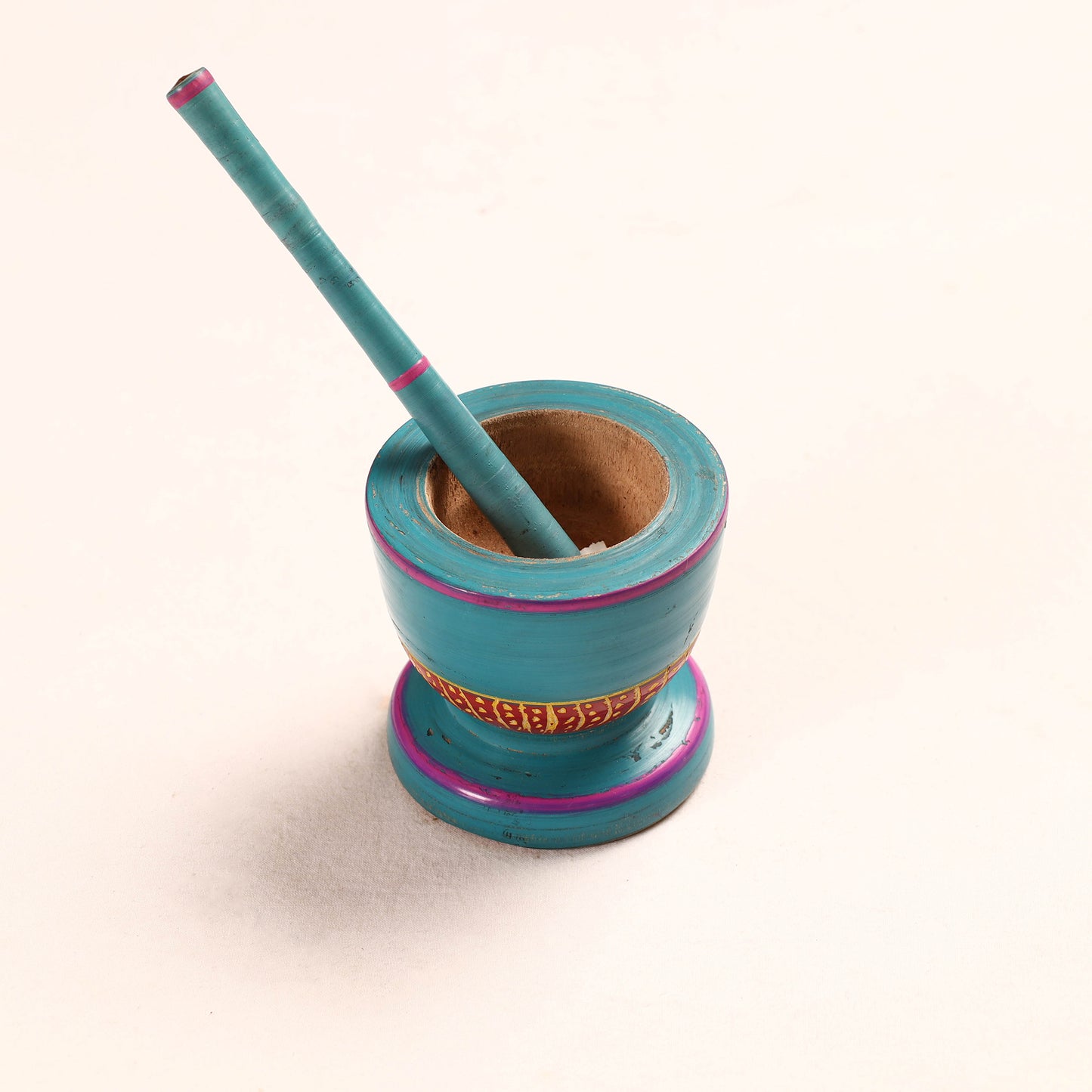 Handmade Lacquered Wooden Mortar & Pestle Set - Big