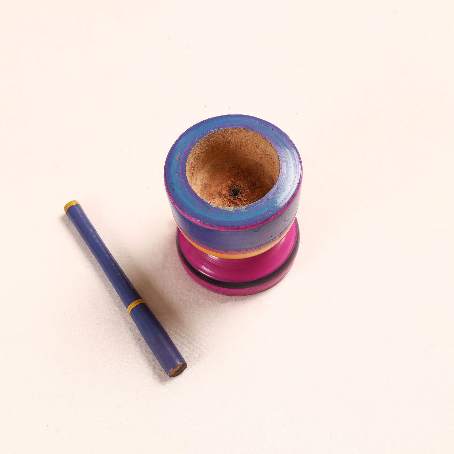 Handmade Lacquered Wooden Mortar & Pestle Set - Big