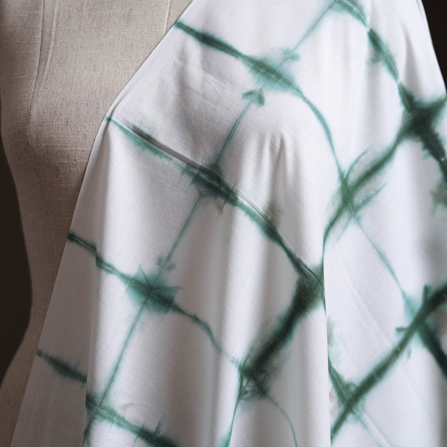 White - Shibori Tie-Dye Pure Mul Cotton Fabric 19