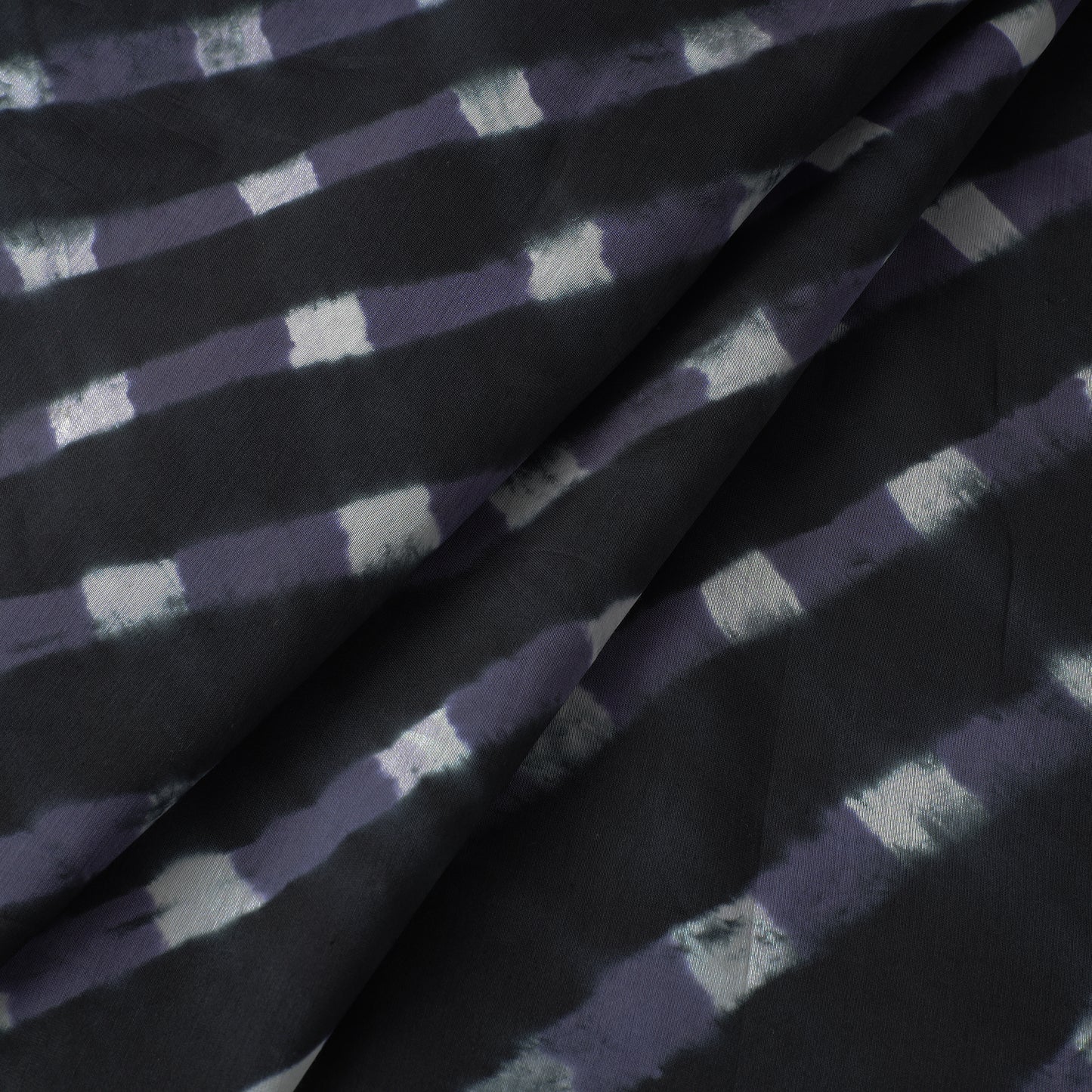 Black - Leheriya Tie-Dye Mothra Chanderi Silk Fabric 23