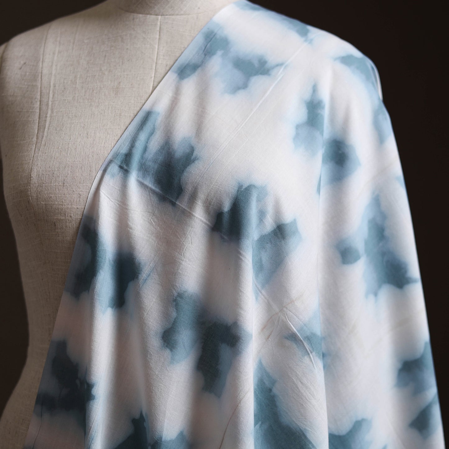 White - Shibori Tie-Dye Pure Mul Cotton Fabric 20