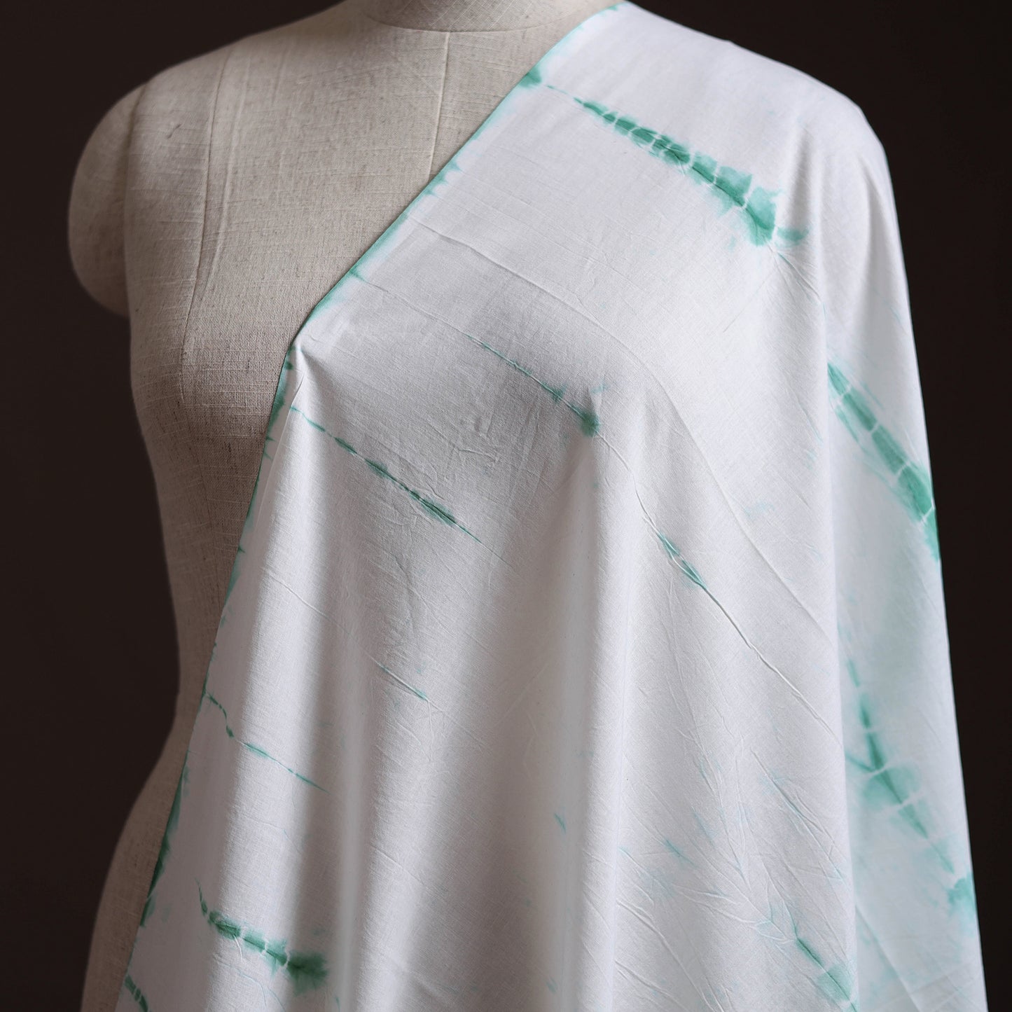 White - Shibori Tie-Dye Pure Mul Cotton Fabric 21