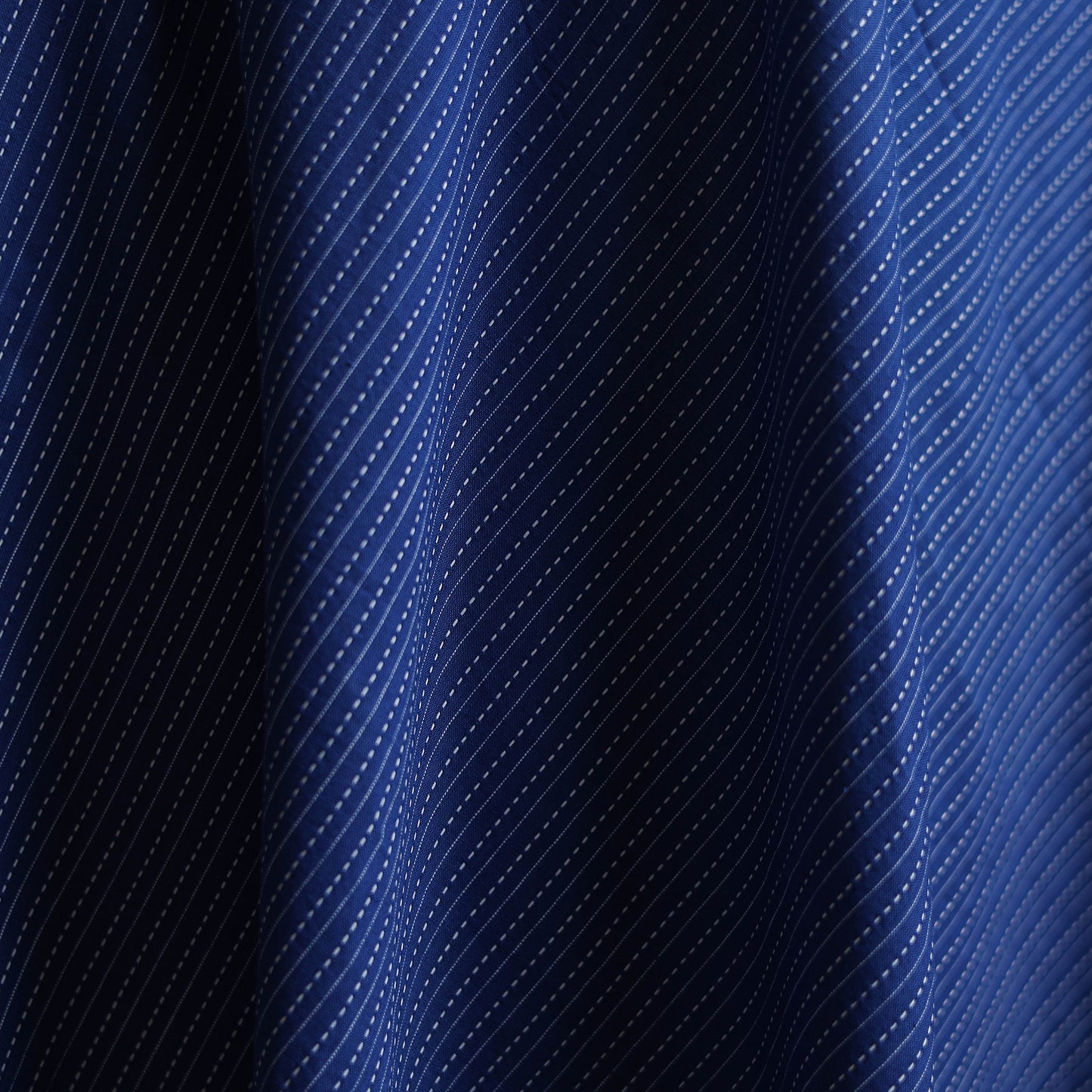 Blue - Prewashed Running Stitch Cotton Plain Fabric 19