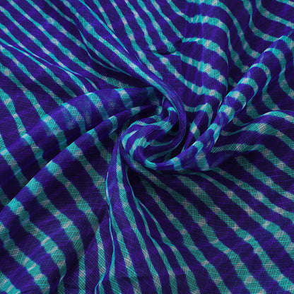 Blue - Leheriya Tie-Dye Mothra Kota Doria Silk Fabric 53