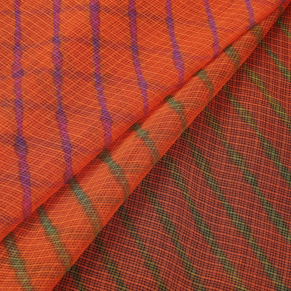 Orange - Leheriya Tie-Dye Kota Doria Cotton Fabric 55