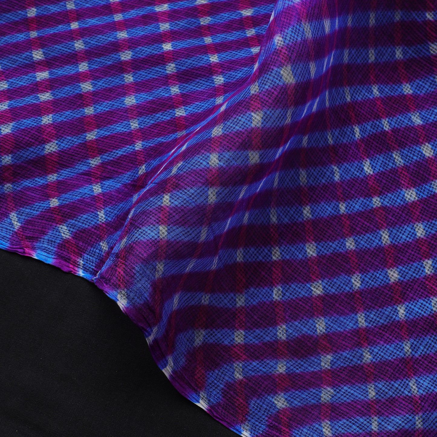 Purple - Leheriya Tie-Dye Mothra Kota Doria Silk Fabric 57