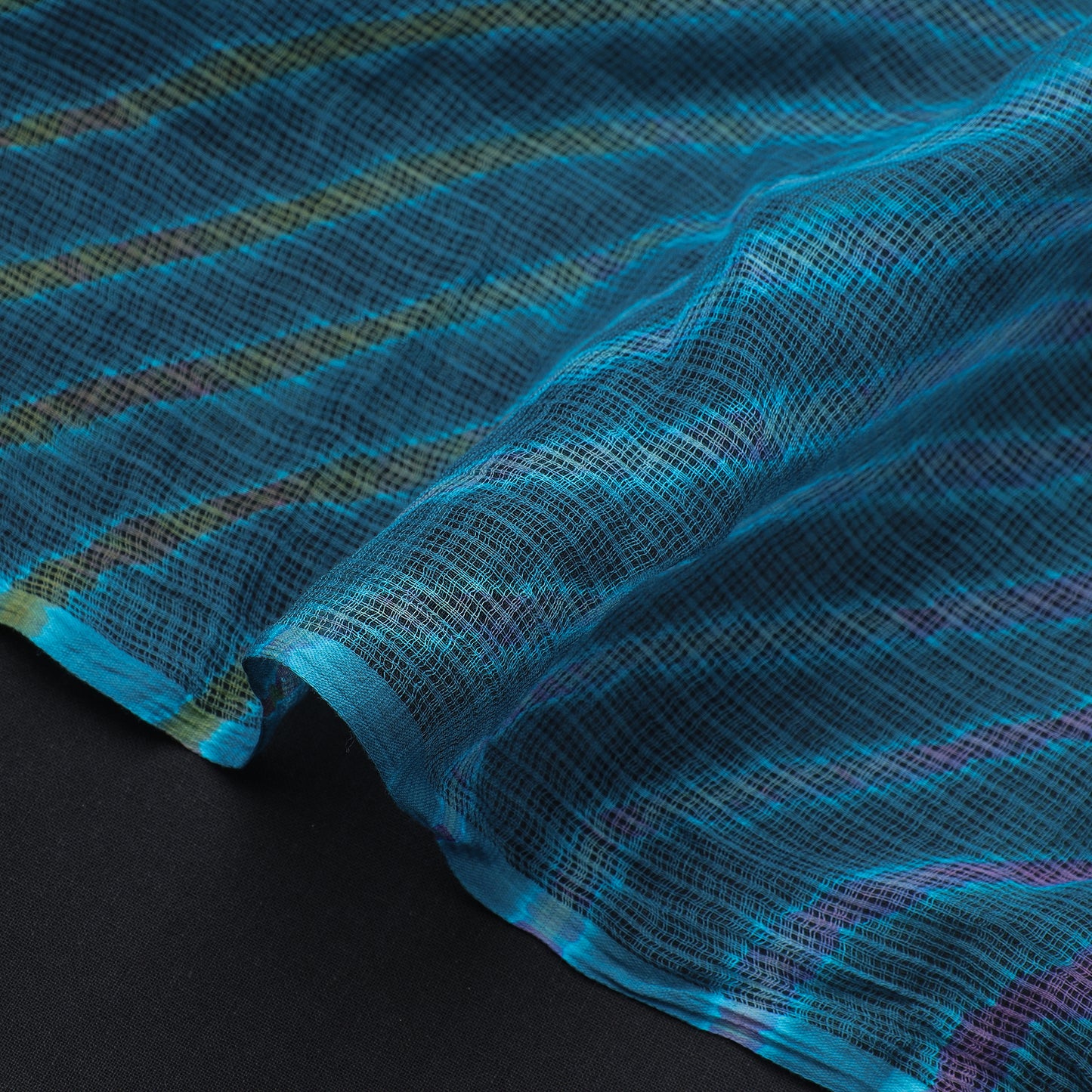Blue - Leheriya Tie-Dye Kota Doria Cotton Fabric 69