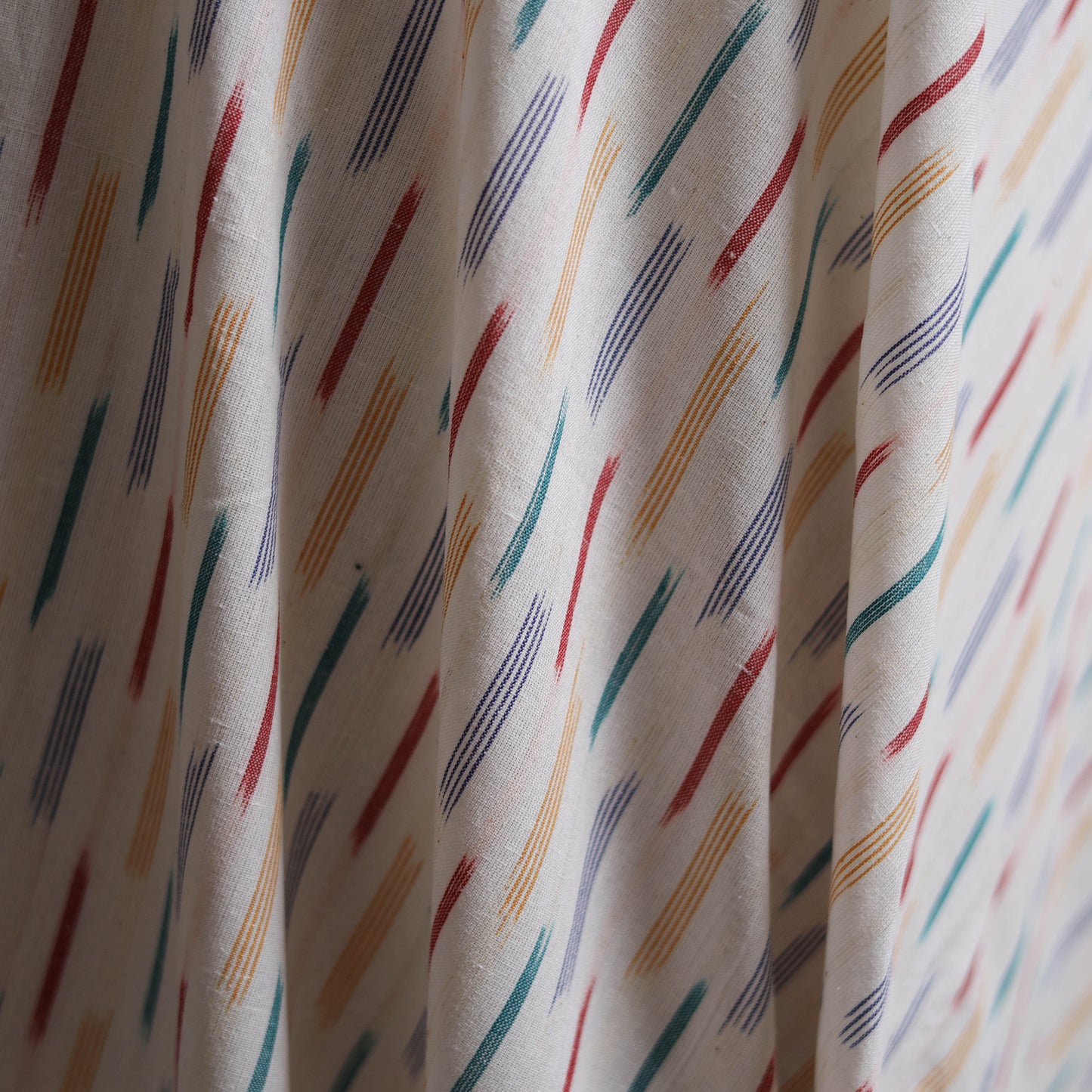 White - Pochampally Ikat Weave Cotton Fabric 02