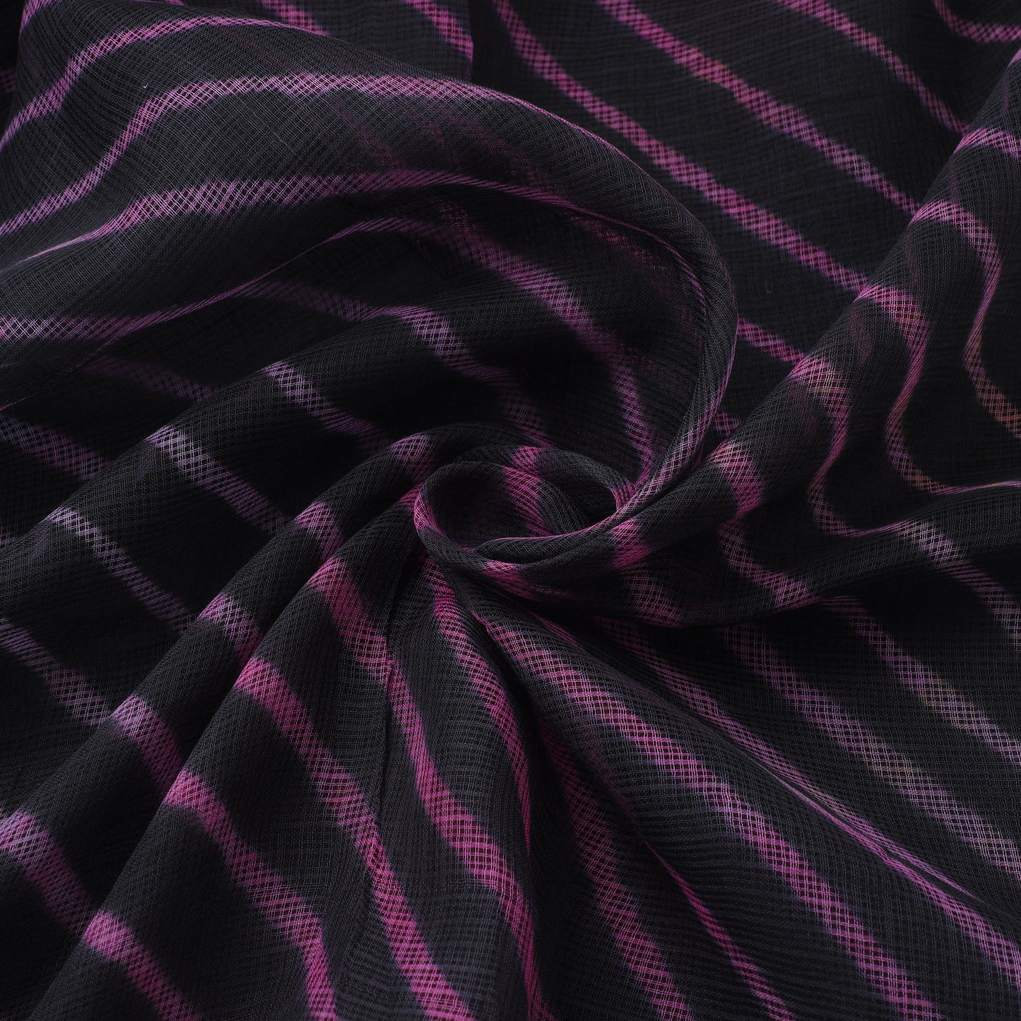 Black - Leheriya Tie-Dye Kota Doria Cotton Fabric 95