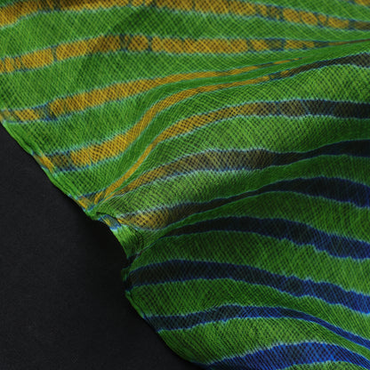 Green - Leheriya Tie-Dye Kota Doria Silk Fabric 96