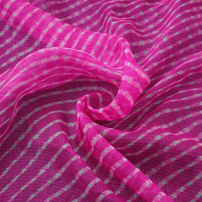 Pink - Leheriya Tie-Dye Mothra Kota Doria Silk Fabric 102
