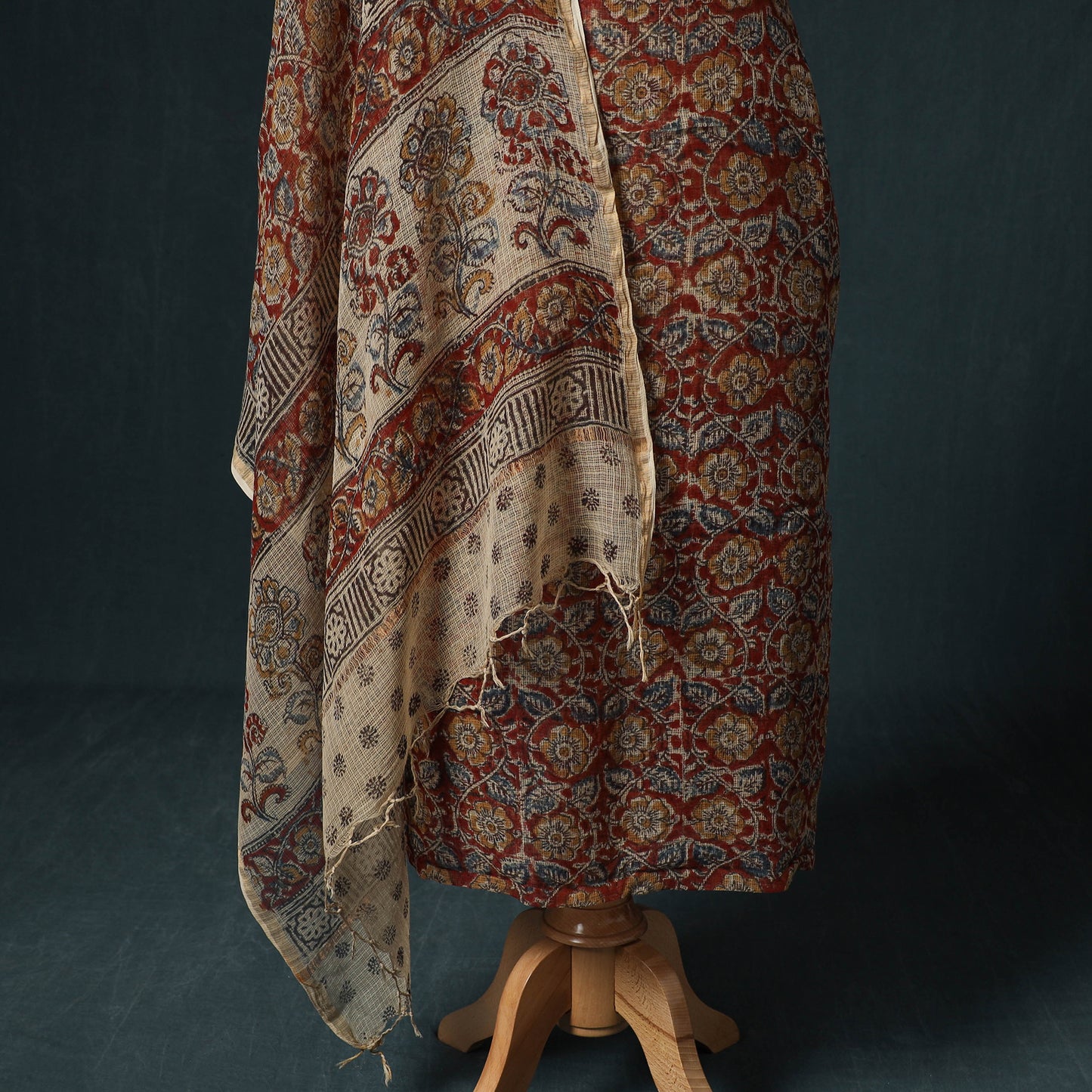 Pedana Kalamkari Block Print Kota Doria Cotton 2pc Unstitched Dress Material Kurta Set 10