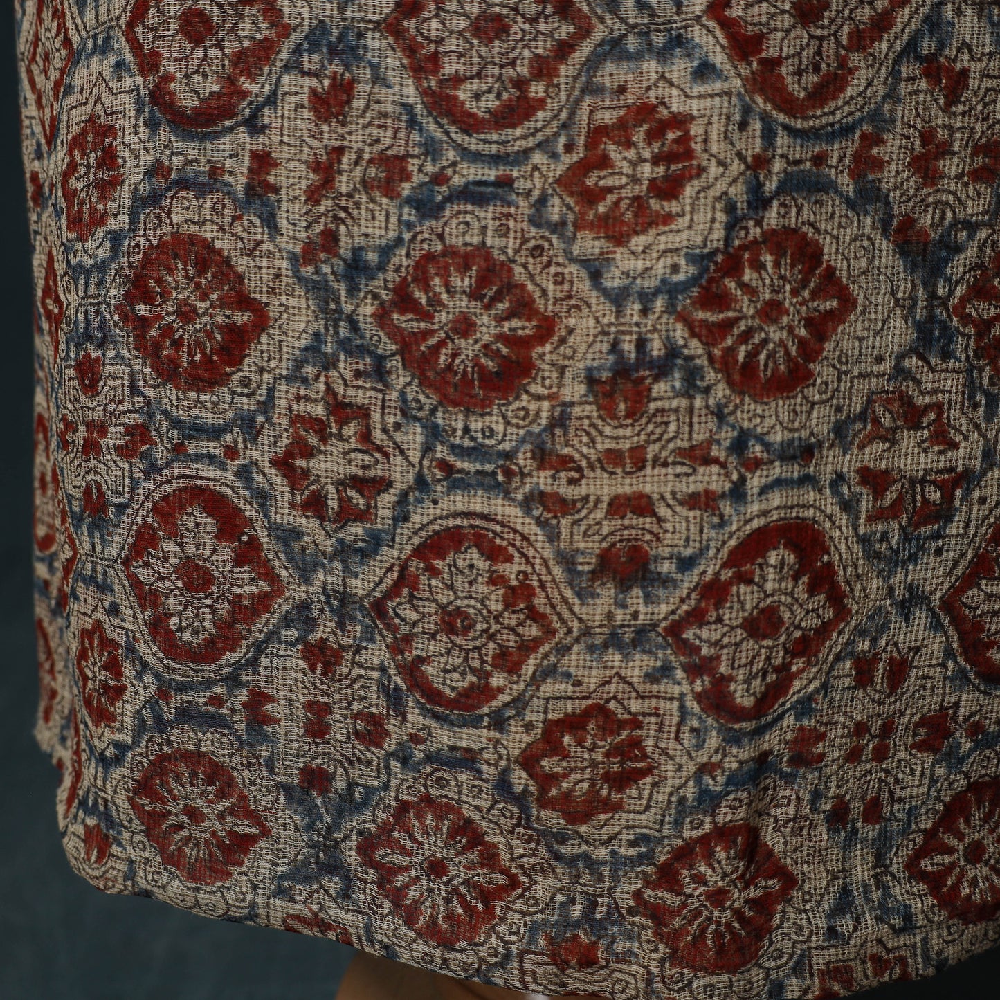 Pedana Kalamkari Block Print Kota Doria Cotton 2pc Unstitched Dress Material Kurta Set 17
