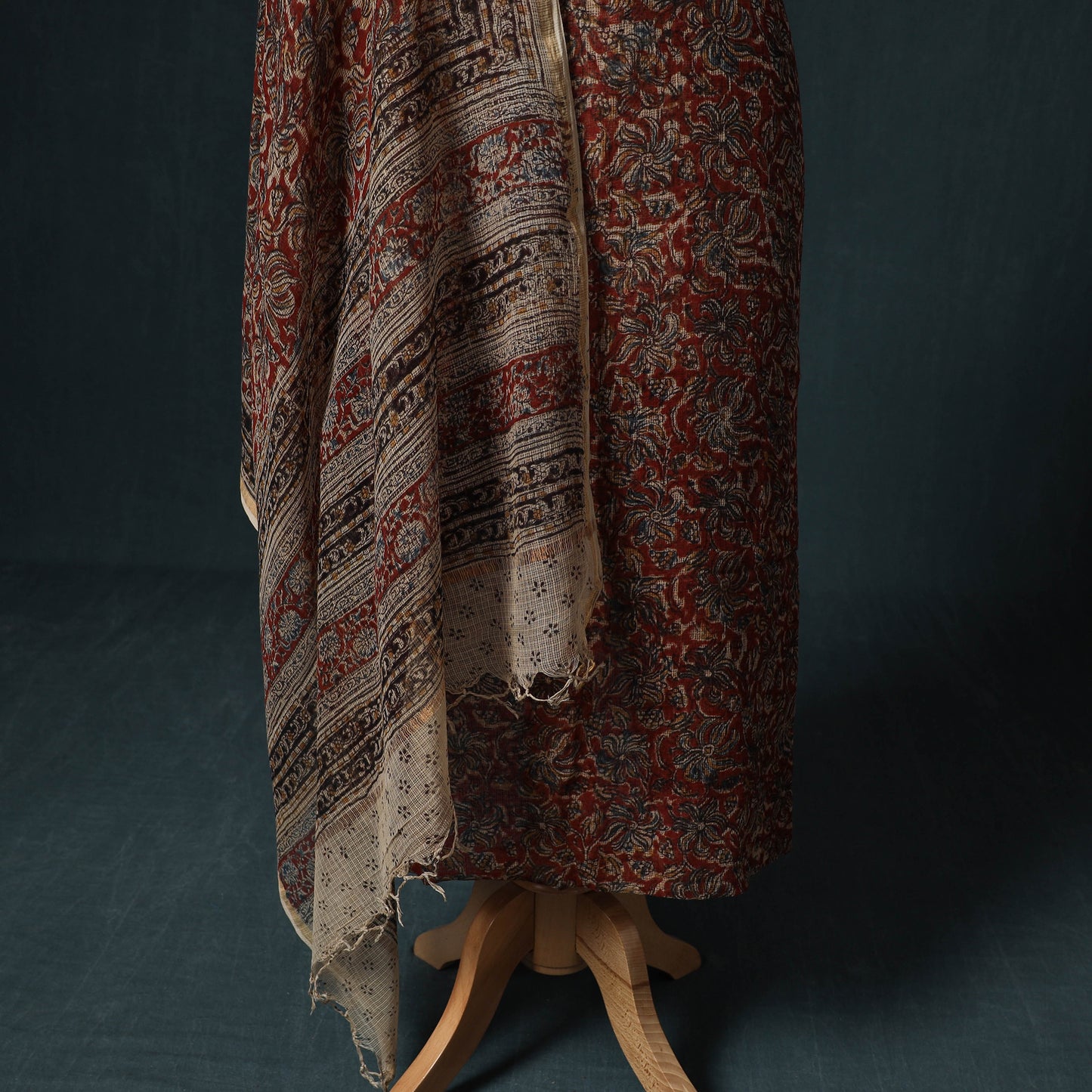 Pedana Kalamkari Block Print Kota Doria Cotton 2pc Unstitched Dress Material Kurta Set 19