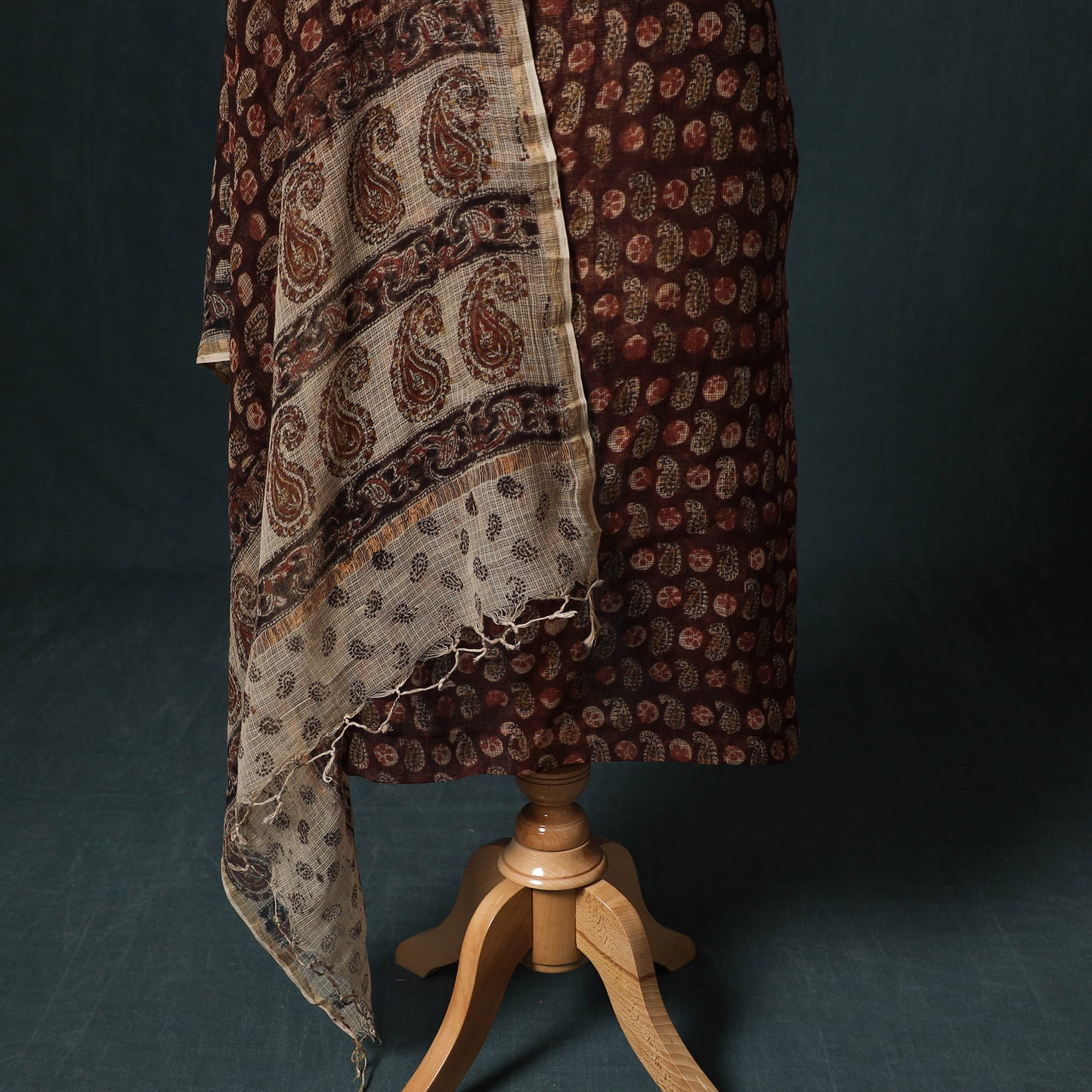 Pedana Kalamkari Block Print Kota Doria Cotton 2pc Unstitched Dress Material Kurta Set 29