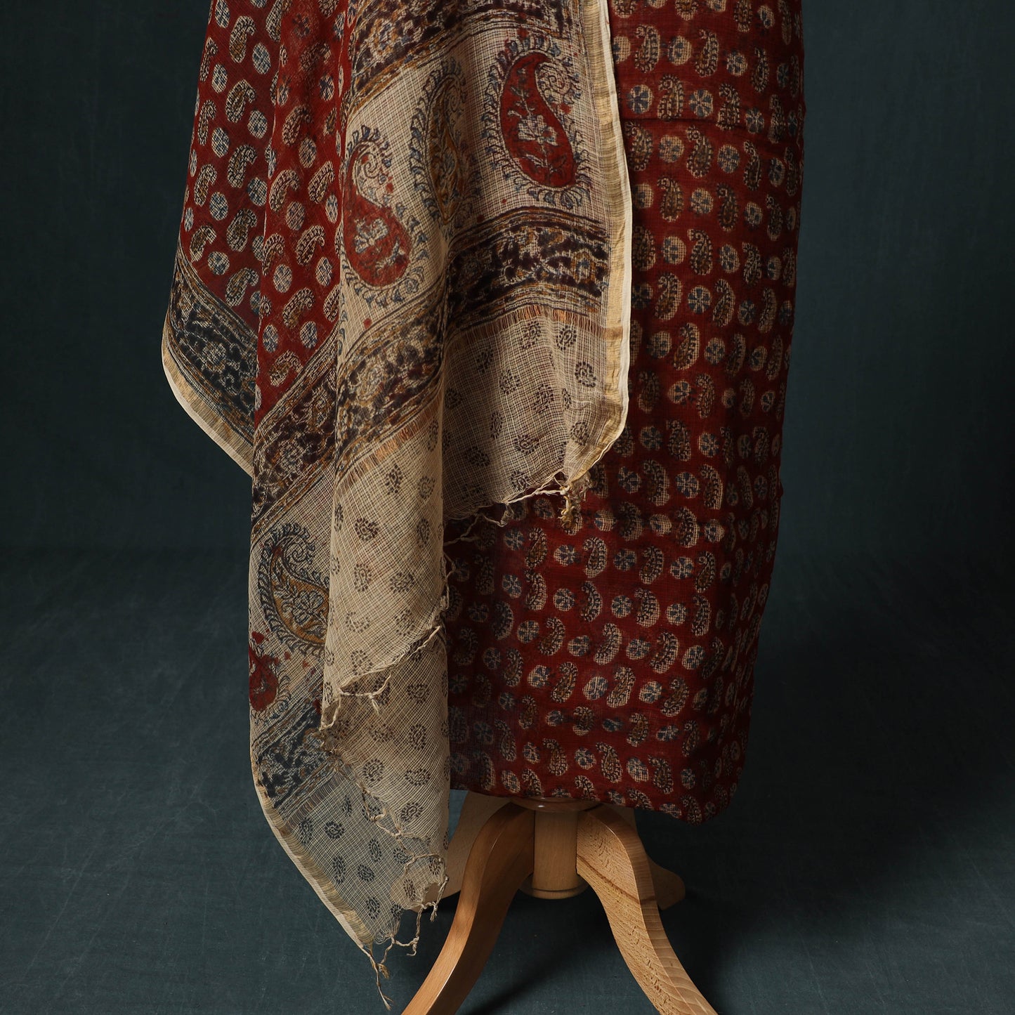 Pedana Kalamkari Block Print Kota Doria Cotton 2pc Unstitched Dress Material Kurta Set 43