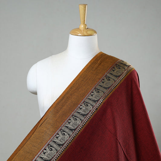Maroon - Prewashed Dharwad Cotton Thread Border Fabric 27