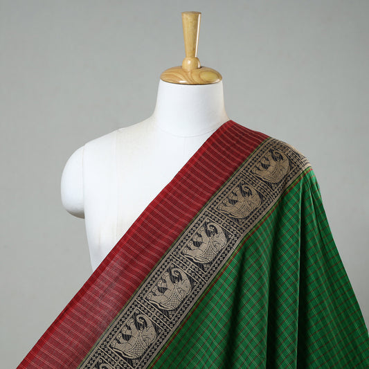 Green - Prewashed Dharwad Cotton Thread Border Fabric 30