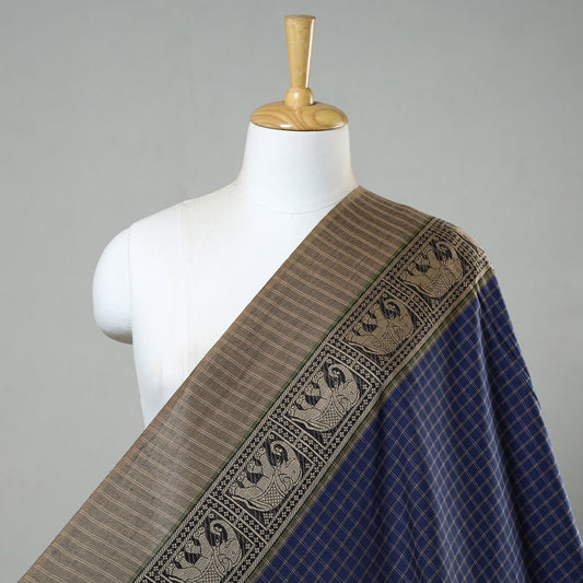 Blue - Prewashed Dharwad Cotton Thread Border Fabric 33