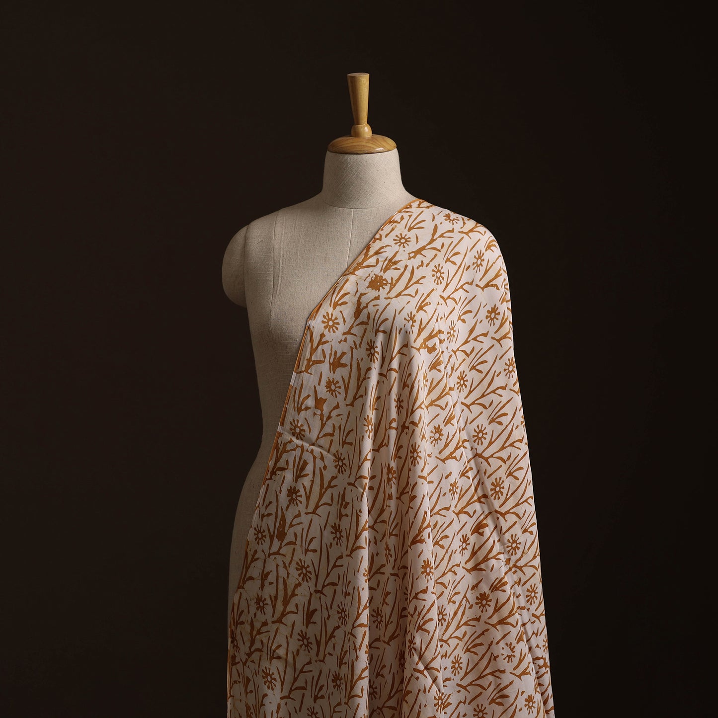 Orange - Kutch Hand Block Batik Print Modal Silk Fabric 02