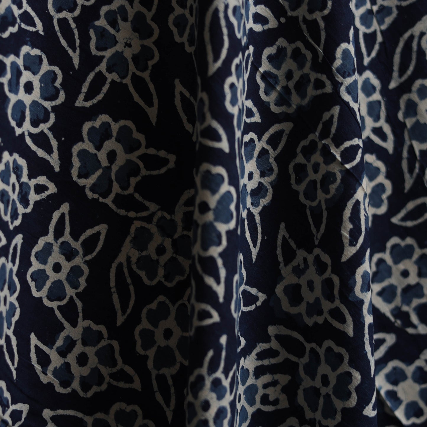 Blue - Bagru Indigo Hand Block Print Natural Dyed Cotton Fabric 02
