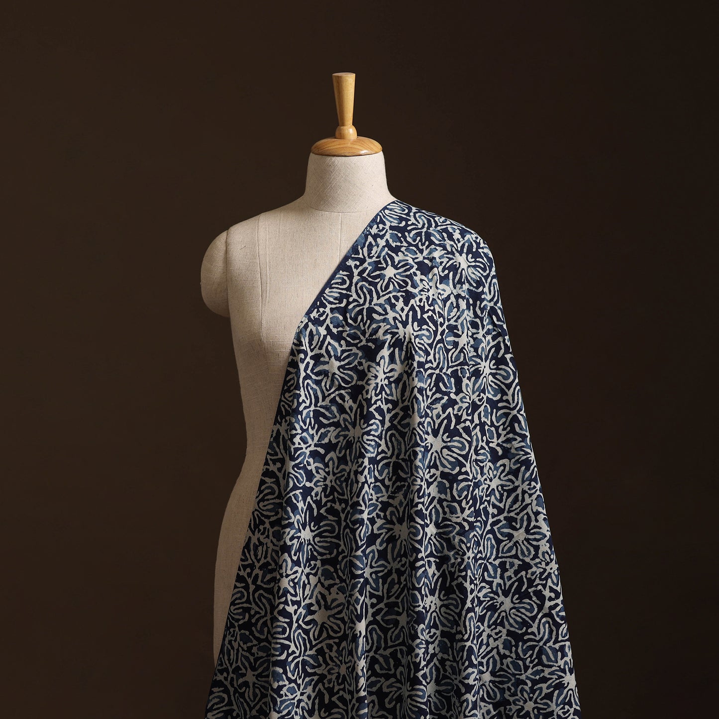 Blue - Bagru Indigo Hand Block Print Natural Dyed Cotton Fabric 03