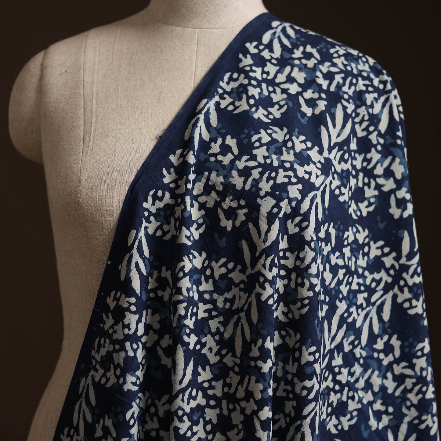 Blue - Bagru Indigo Hand Block Print Natural Dyed Cotton Fabric 07