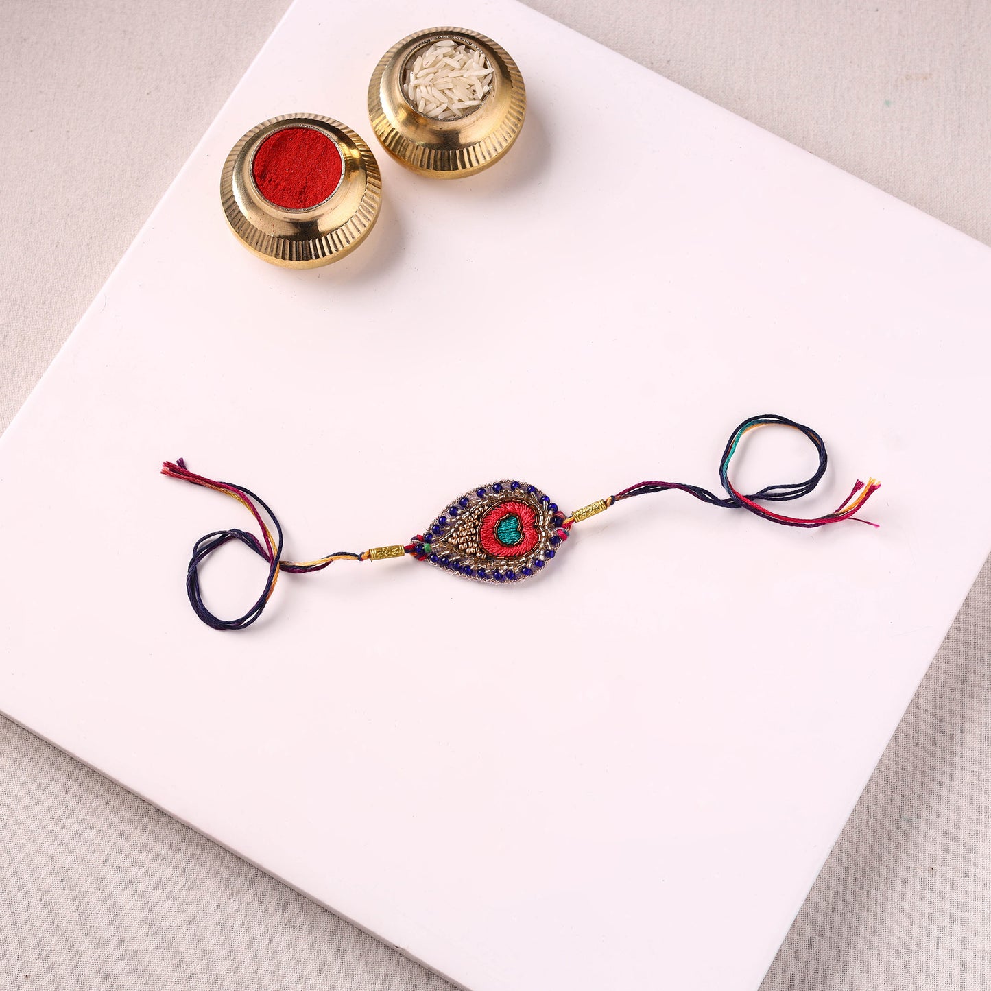 Peacock Feather - Handmade Beadwork Rakhi by Jugni 09