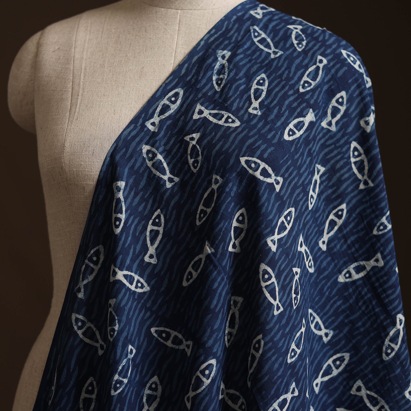 Blue - Bagru Indigo Hand Block Print Natural Dyed Cotton Fabric 19