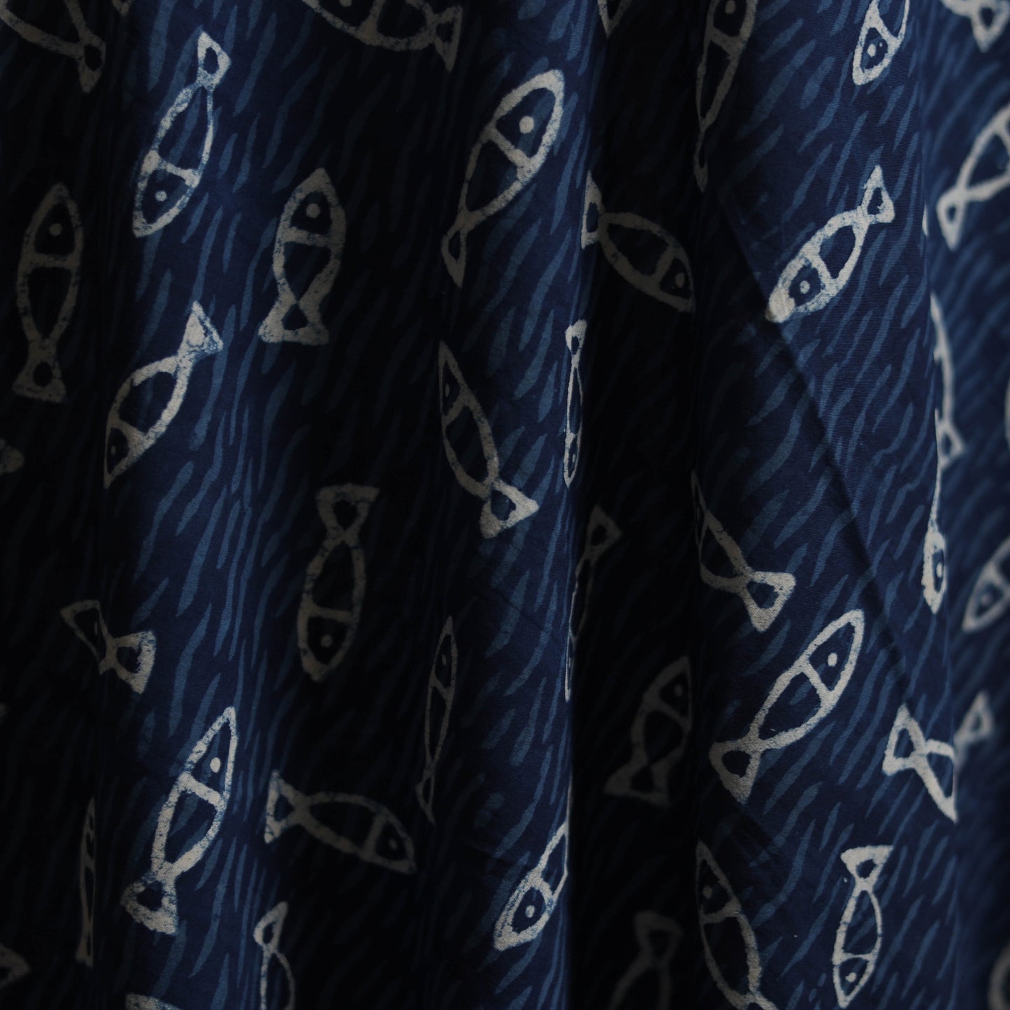 Blue - Bagru Indigo Hand Block Print Natural Dyed Cotton Fabric 19
