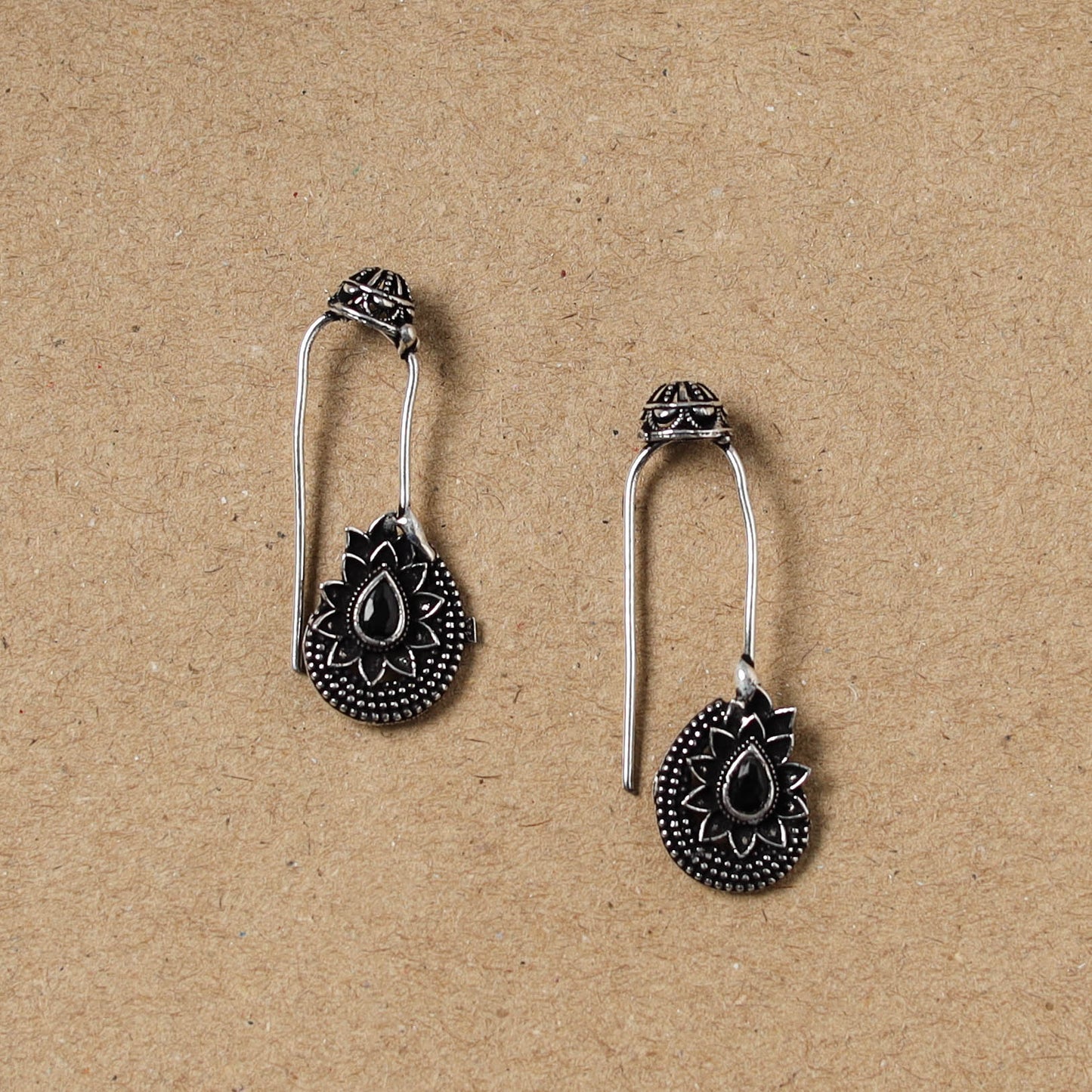 Black - German Silver Plated Ear-Cuff Bugatti / Bugadi Earrings 07