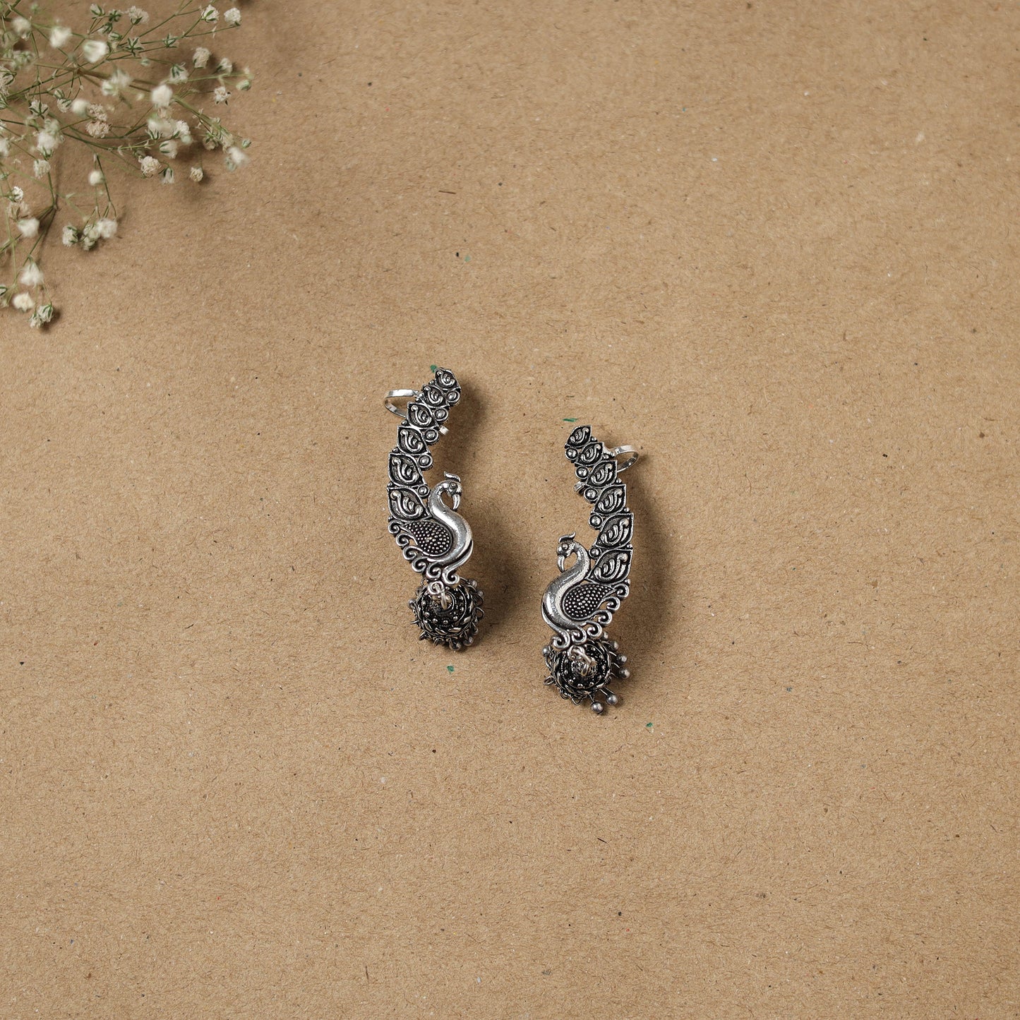 Grey - German Silver Plated Ear-Cuff Bugatti / Bugadi Earrings 20