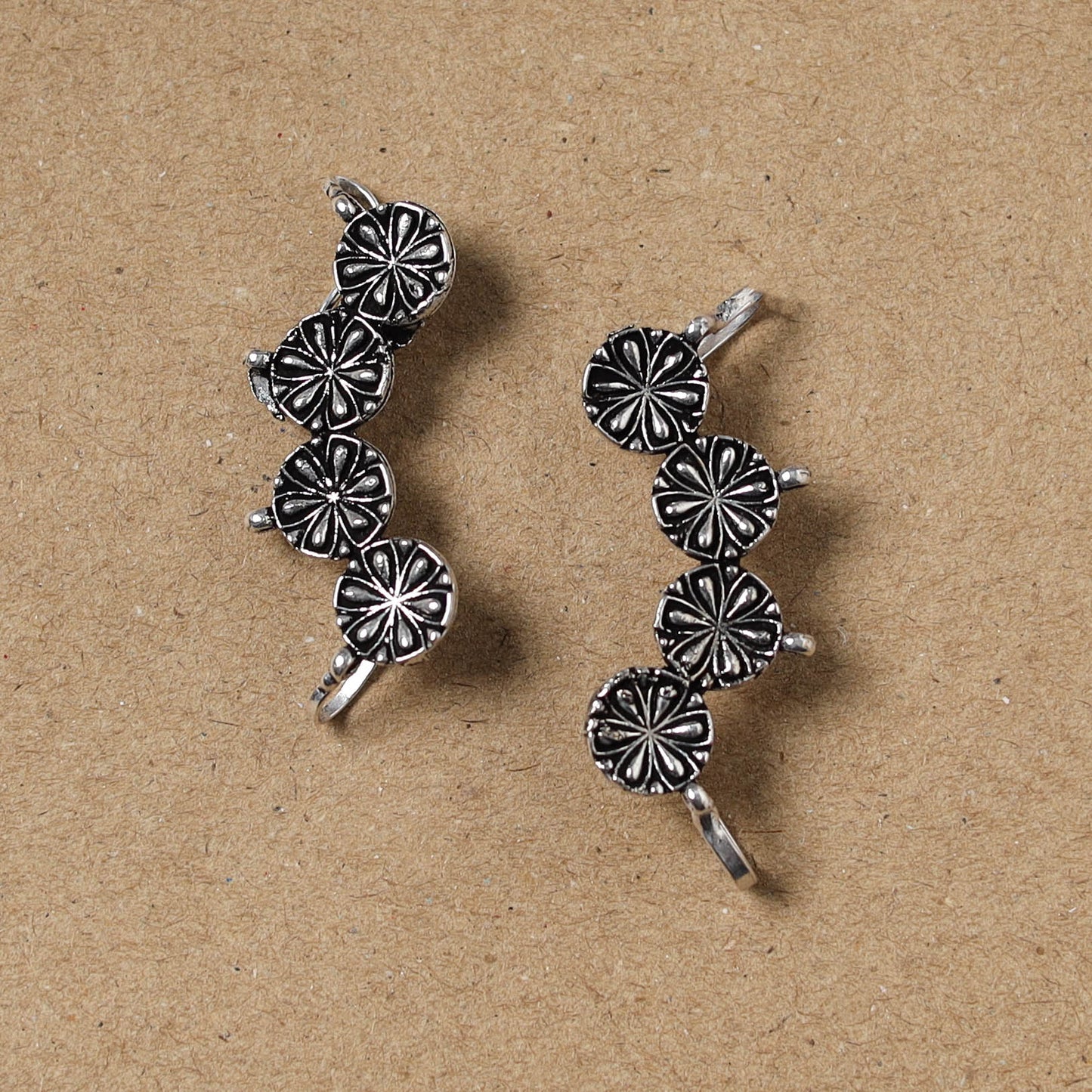 Black - German Silver Plated Ear-Cuff Bugatti / Bugadi Earrings 26