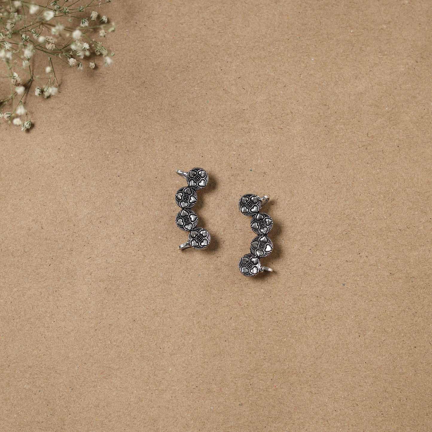 Grey - German Silver Plated Ear-Cuff Bugatti / Bugadi Earrings 29