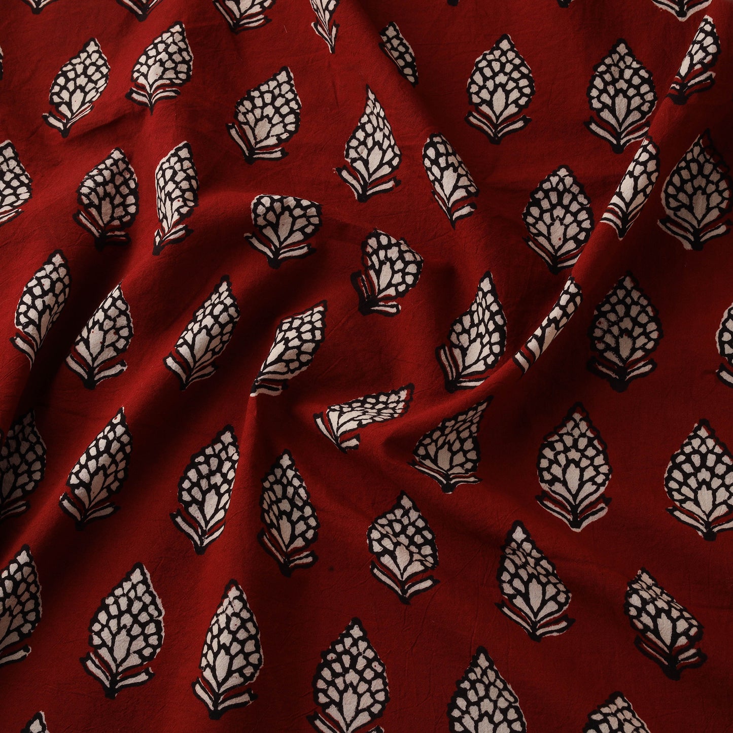 Maroon - Bagh Hand Block Print Natural Dyed Cotton Fabric 06