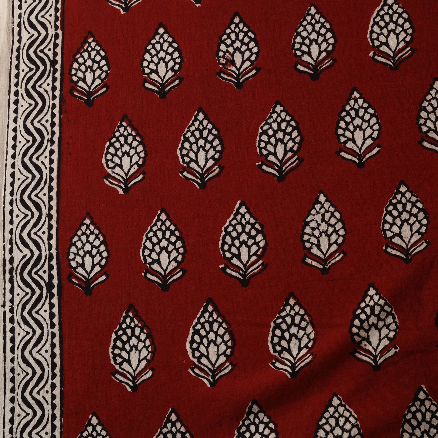 Maroon - Bagh Hand Block Print Natural Dyed Cotton Fabric 06