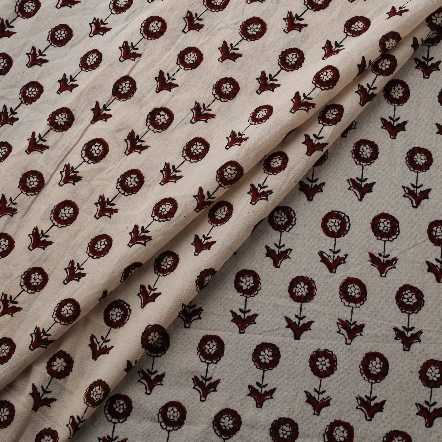 Beige - Baige - Bagh Hand Block Print Natural Dyed Cotton Fabric 12