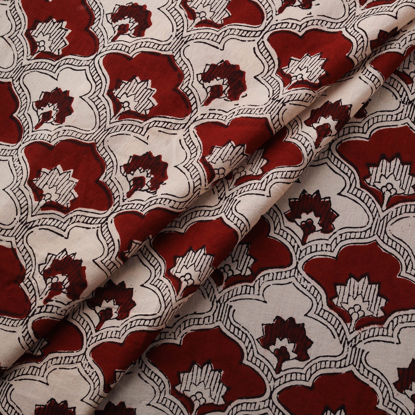 Red - Bagh Hand Block Print Natural Dyed Cotton Fabric 14