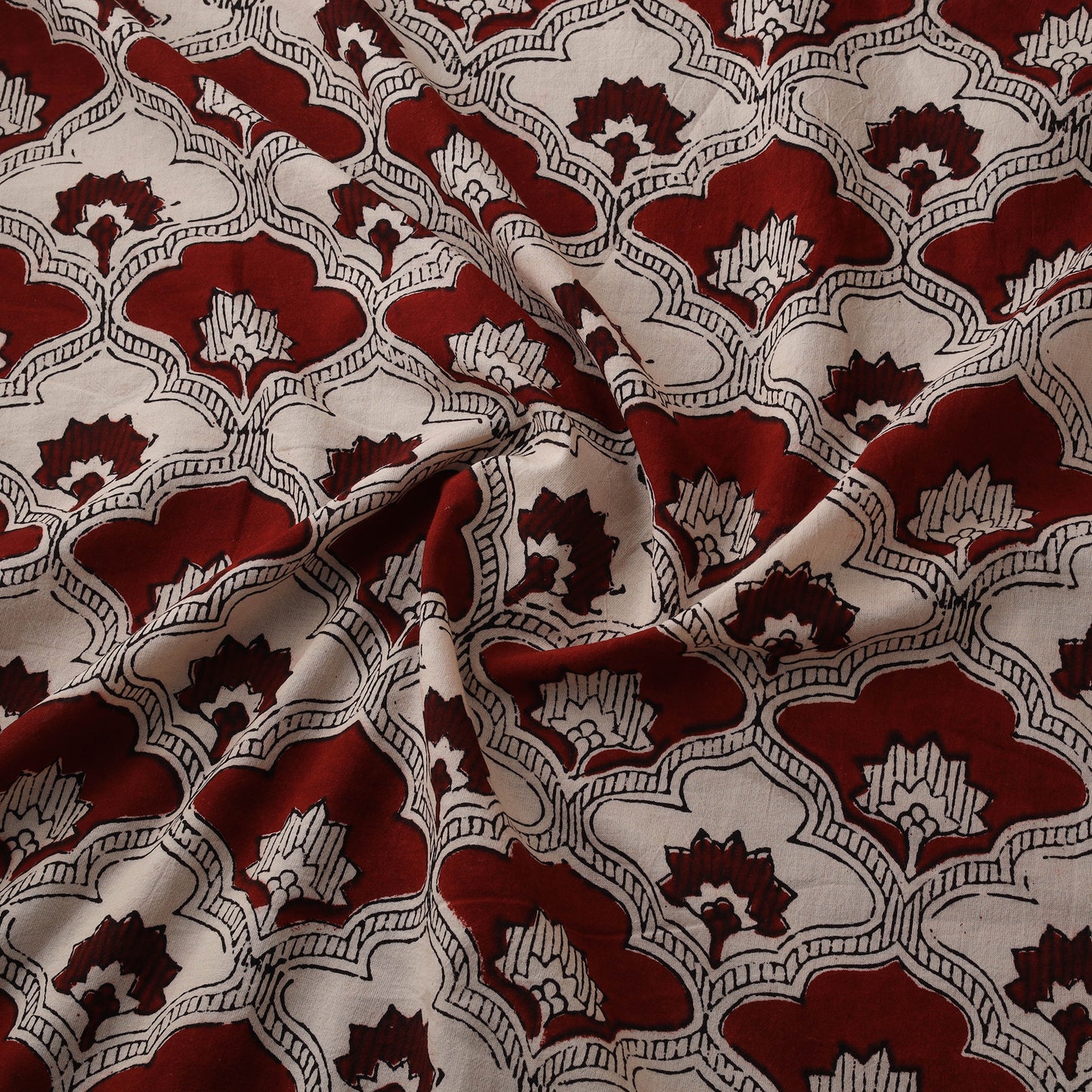 Red - Bagh Hand Block Print Natural Dyed Cotton Fabric 14