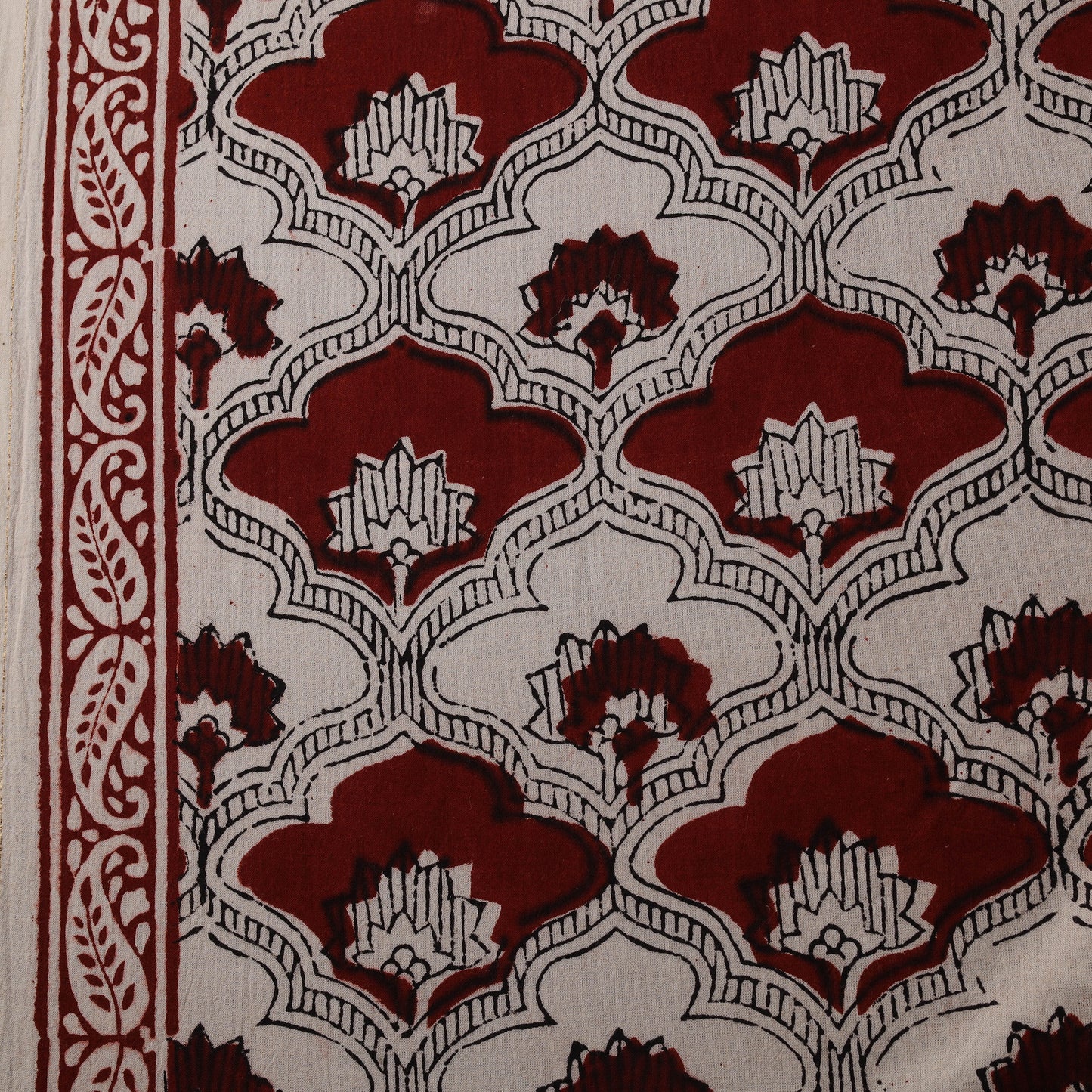 Red - Bagh Hand Block Print Natural Dyed Cotton Fabric 14