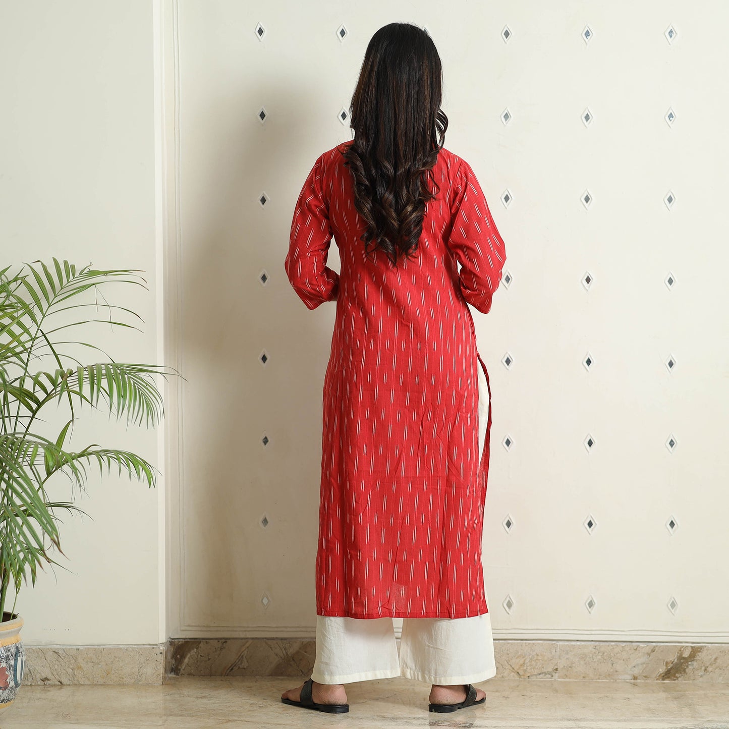 Buy iTokri Casuals - Ikat Weave Cotton Long Kurta Online at iTokri.com