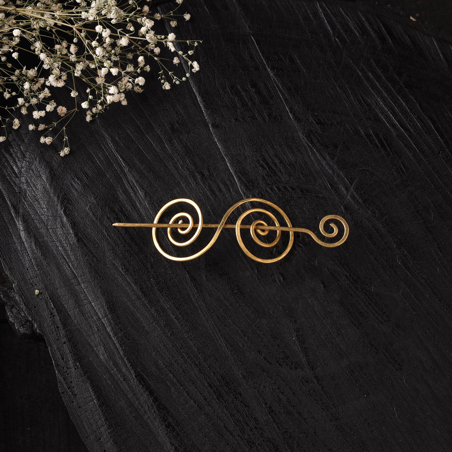 Yellow - Brass Metal Handcrafted Bun Holder Juda Pin 16