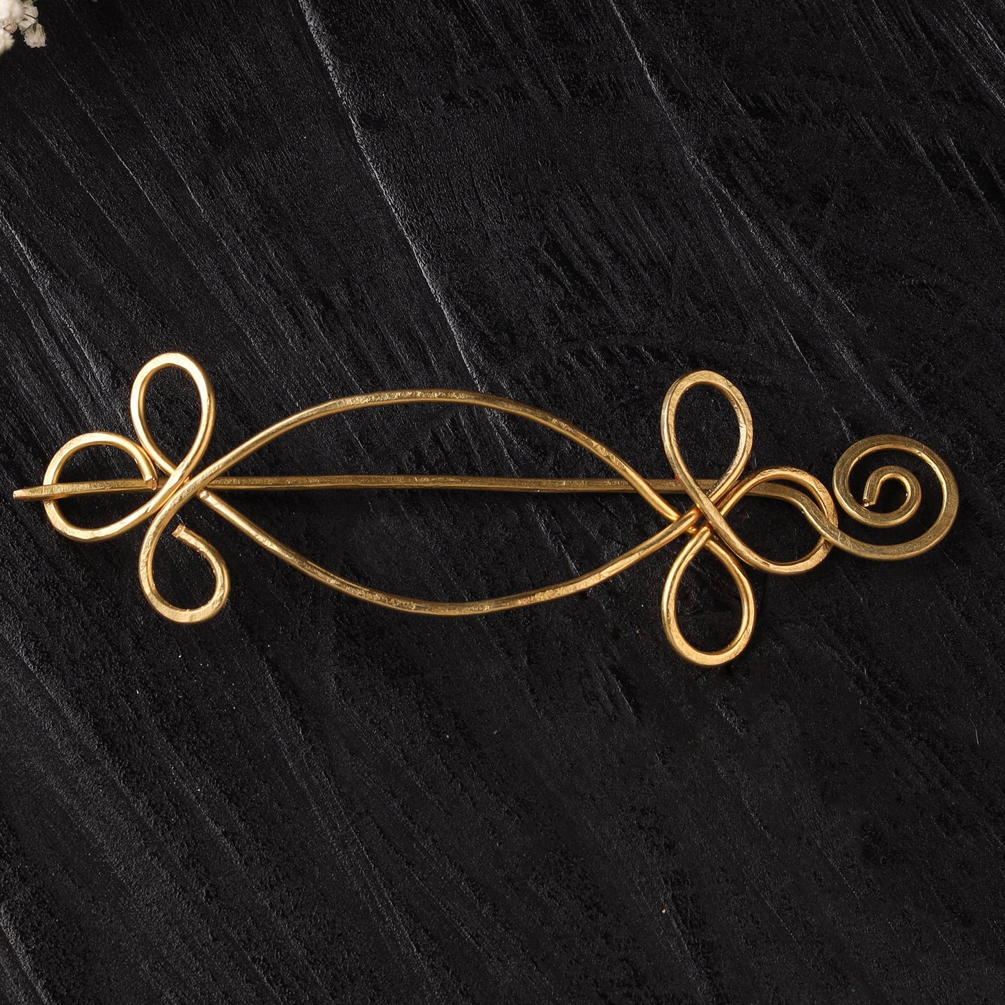 Yellow - Brass Metal Handcrafted Bun Holder Juda Pin 15