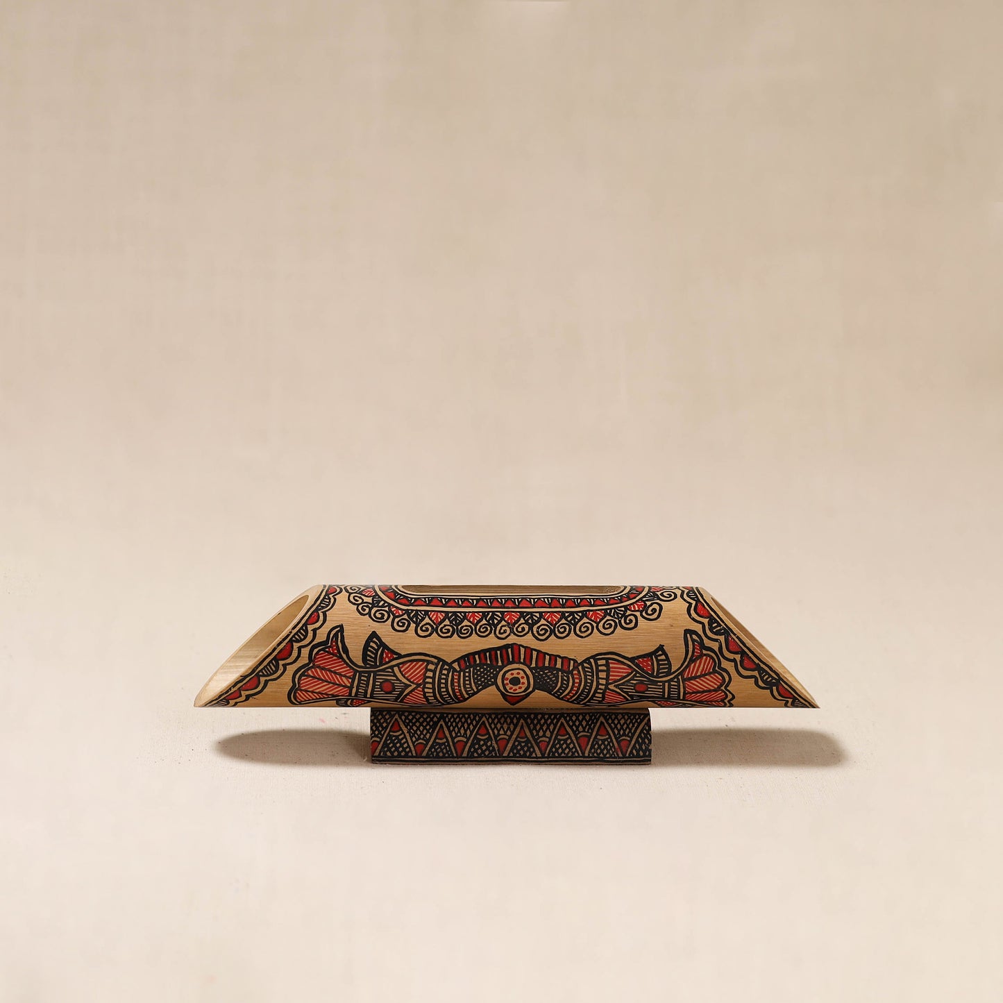 Brown - Madhubani Handpainted Hand Carved Natural Bamboo Phone Audio Amplifier Speaker 05